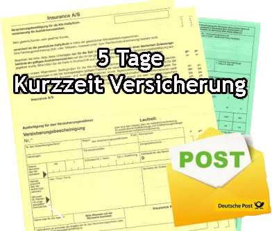 1x Kurzzeit Versicherung 5 Tage Evb Nummer PKW,LKW, Motorrad etc.
